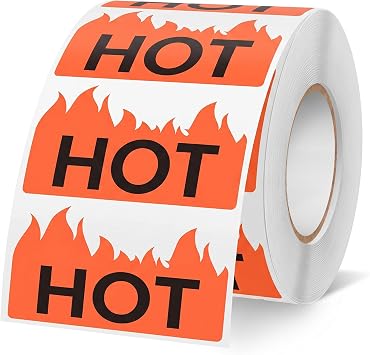 600 PCS Hot Stickers 2 1.2 Inches Flame Shape Labels Vinyl | Self Adhesive, Waterproof, Marking Popular Items, for Parties, Festivals Events, Hot Sauce, Spicy Food, Retail Stores