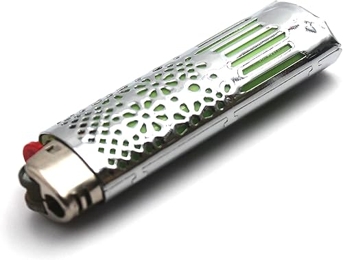 Miniatura 11 de Funda de metal para encendedor BIC J6 (diseño hueco para encendedor BIC de tamaño completo (floral negro hueco) Floral Hollow-negro,Floral