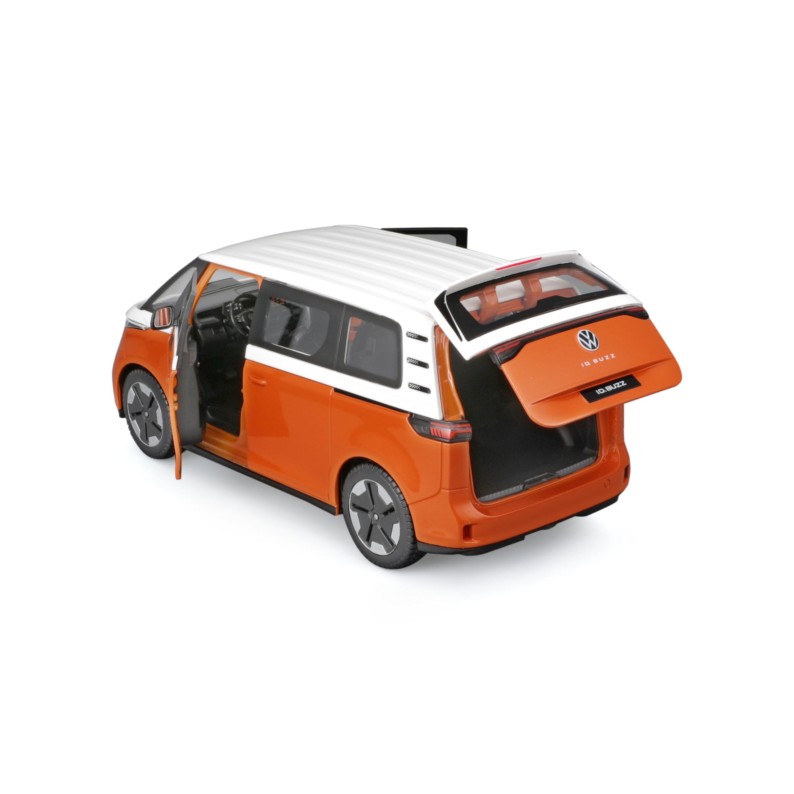 Maisto VW ID.Buzz (2023): Modelo de Coche a Escala 1:25, Maletero y Puertas móviles, Color Blanco y Naranja (532914O)