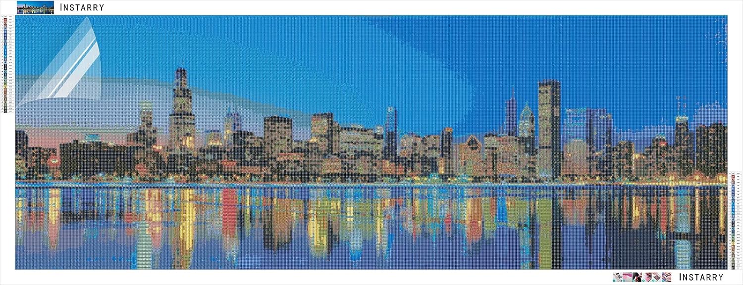 Instarry 5D Diamond Painting Full Drill City Night Cross Stitch Embroidery Room Decor 47.2x15.7 inch