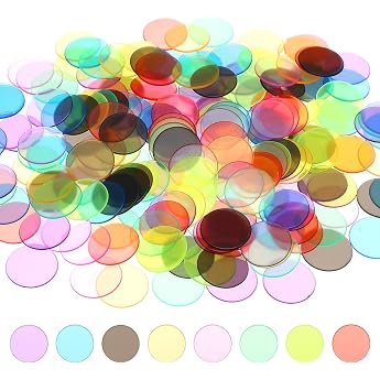 Pack of 200 Transparent Bingo Chips Plastic Bingo Chips Counting Chips Colour Counter