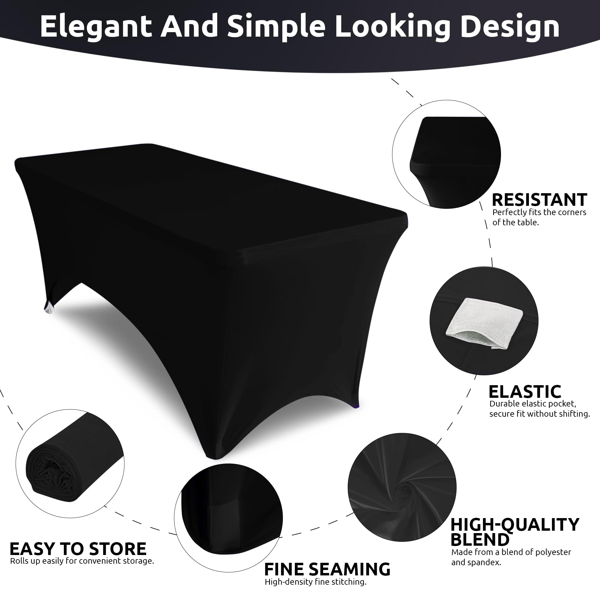 Trimming Shop Tovaglia In Spandex Per Tavolo 8ft (244 Cm) | Bianca Per Matrimoni, Banchetti Ed Eventi Con Tasche Elastiche