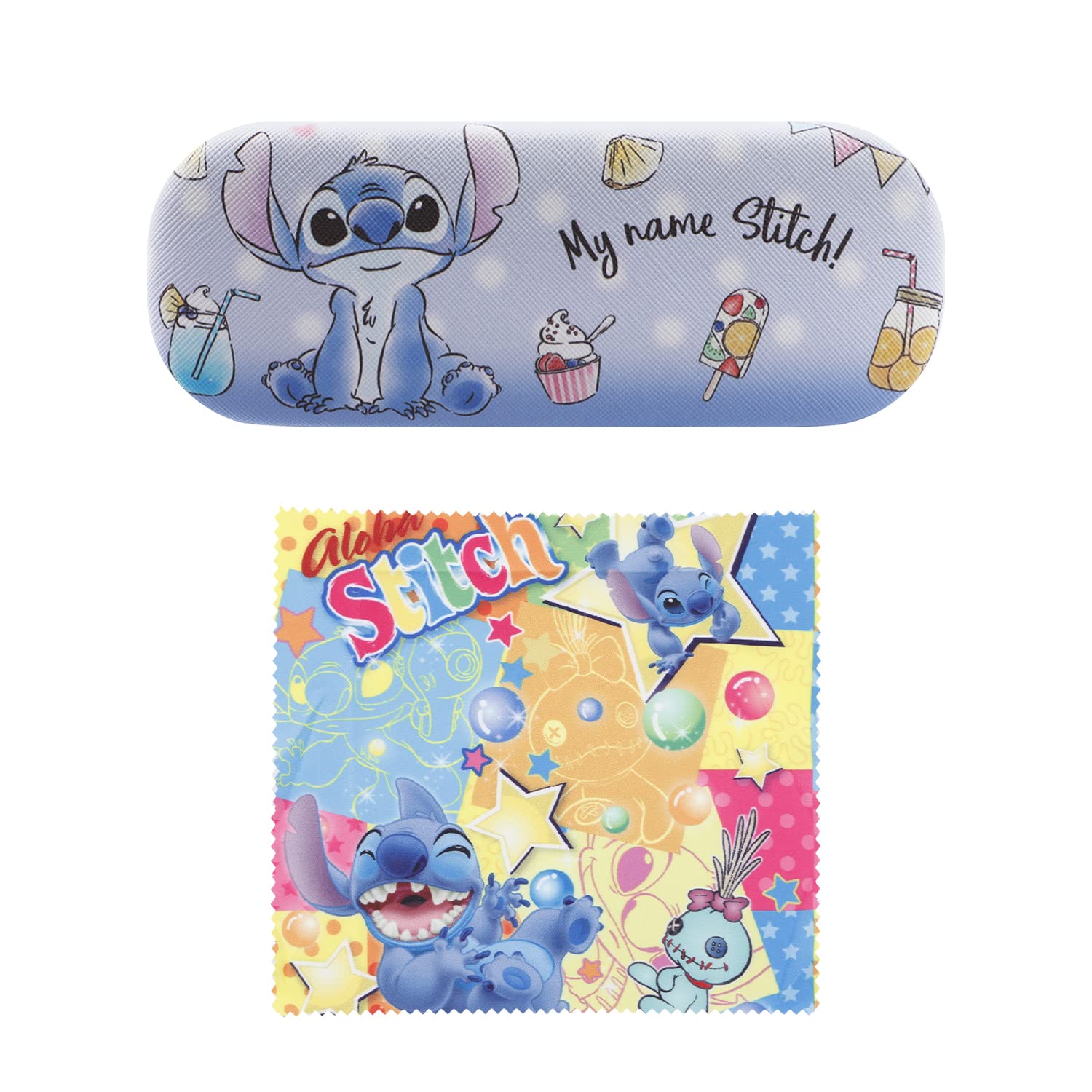 Cartoon Stitch Hard Shell Eyeglasses Cases Kitty Protective Case with Glasses Cloth Storage Box Holder forTeen