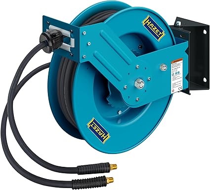 HAZET Open Hose Reel 9040OS-10, 20 Meters/65.62 Feet, 0.39 Inches/10mm, Max. 290 psi, Steel Construction, Automatic Return, Swivel Base, Incl. Mounting Options, Connection Length 6.56 Feet