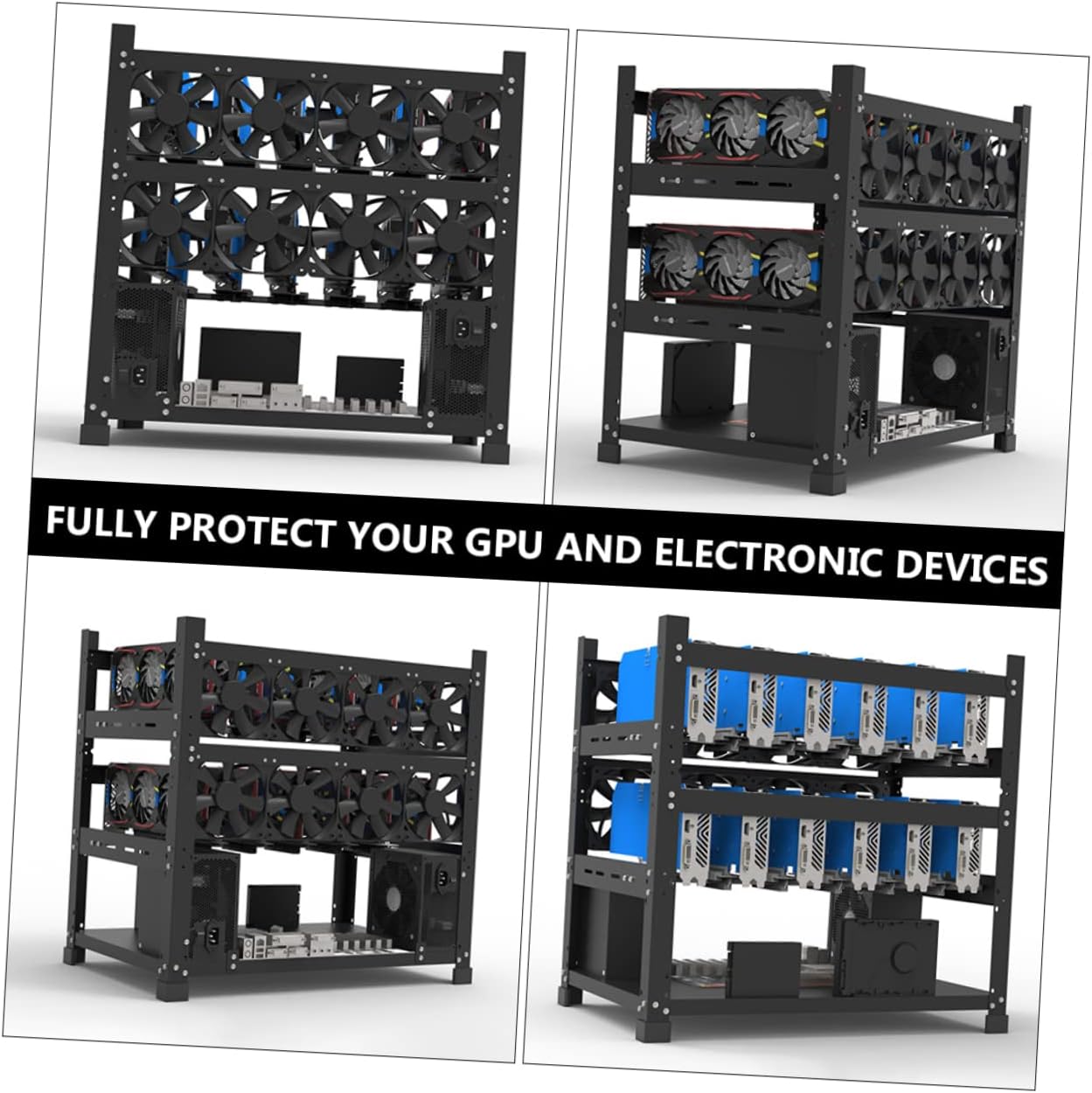 Mikikit 1set Gpu Graphics Cards Rack Frame Open Design for Easy Installation and Layout for Gaming and Mining Setups