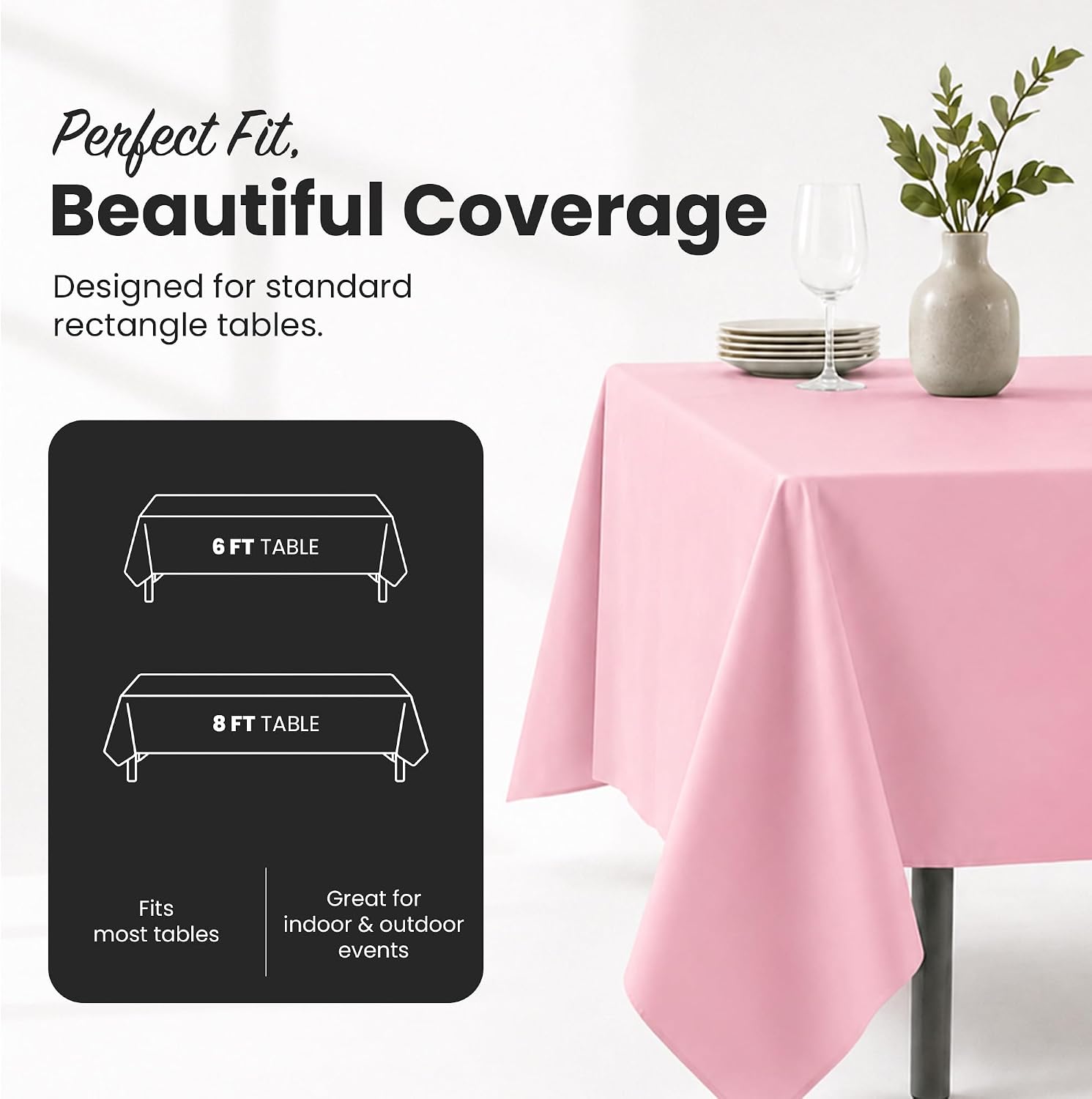 Plastic Table Cloth Disposable 6 Pack 54 x 108 Inch Rectangle Table Cloths thumbnail