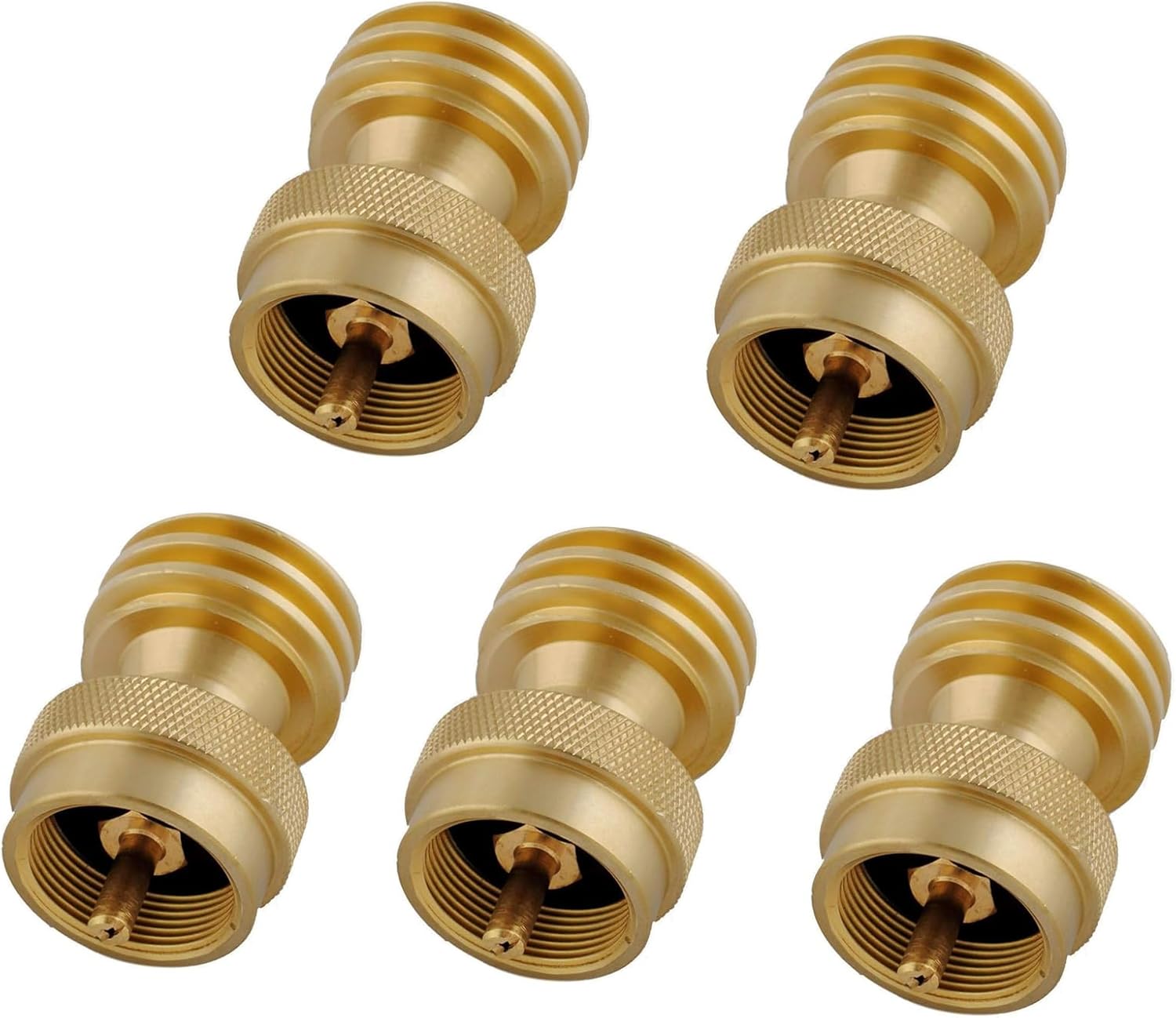 5 Pcs Adjustable Pronpane Tank Adapter, 20 lb to 1 lb Converter, Hook up Small Propane Tank with QCC1 and Female POL Connector, Easy to Install