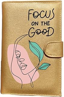 محفظة للنساء من الجلد الصناعي بتصميم تحفيزي - التركيز على الخير - ذهبي - هدية عيد الام - طباعة على جانب واحد - نحن نطبع، هديتك