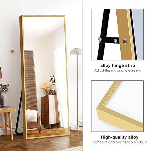 Miniatura 4 de soges Espejo de cuerpo completo con imágenes de alta definición, espejo rectangular de pie para dormitorio y sala de estar, vidrio inastillable,
