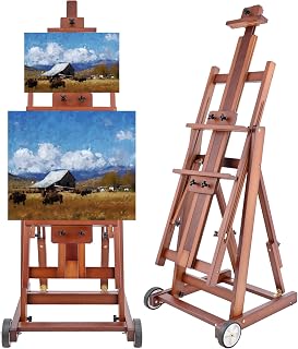 H-Frame Studio Easel, Adjustable Beechwood Artist Painting Easel, Large Floor Easel Stand for Adults and Professional Artists, Holding Canvas up to 78Inches, Walnut