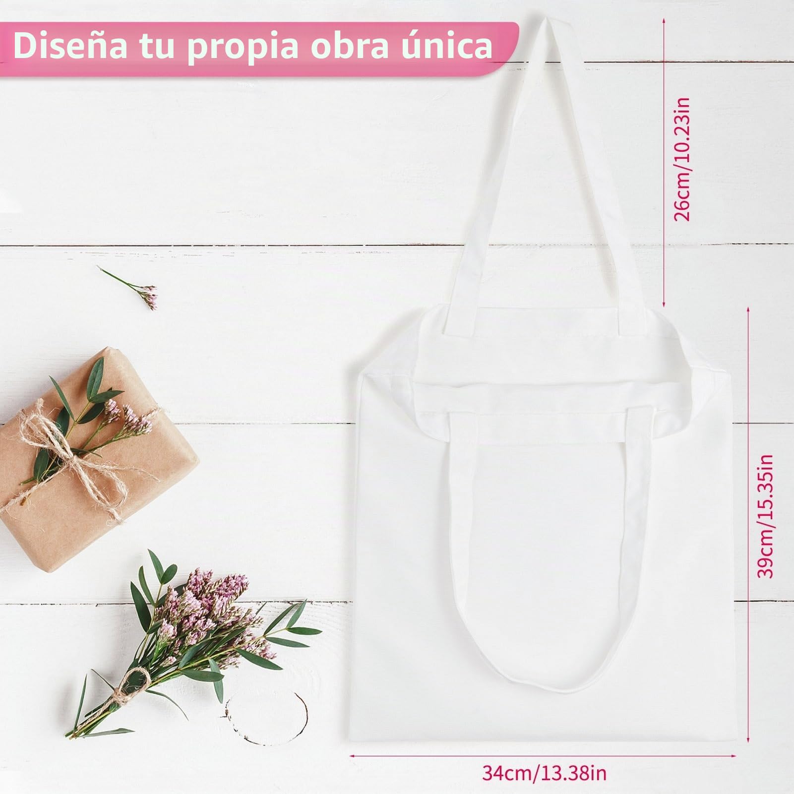 Fyore Bolsas de la compra de sublimación, 10 piezas, de lona en blanco, reutilizables, para decorar publicidad, manualidades (blanco, 34 x 39 cm), Blanco, Bolsas de lona en blanco, Fyore-bag-002
