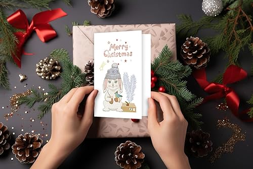 Miniatura 6 de Caja de 50 tarjetas de felicitación de Navidad, con forma de corazón, redondas, cuadradas (4.3 x 4.3 pulgadas) adecuadas para Navidad, vacaciones,