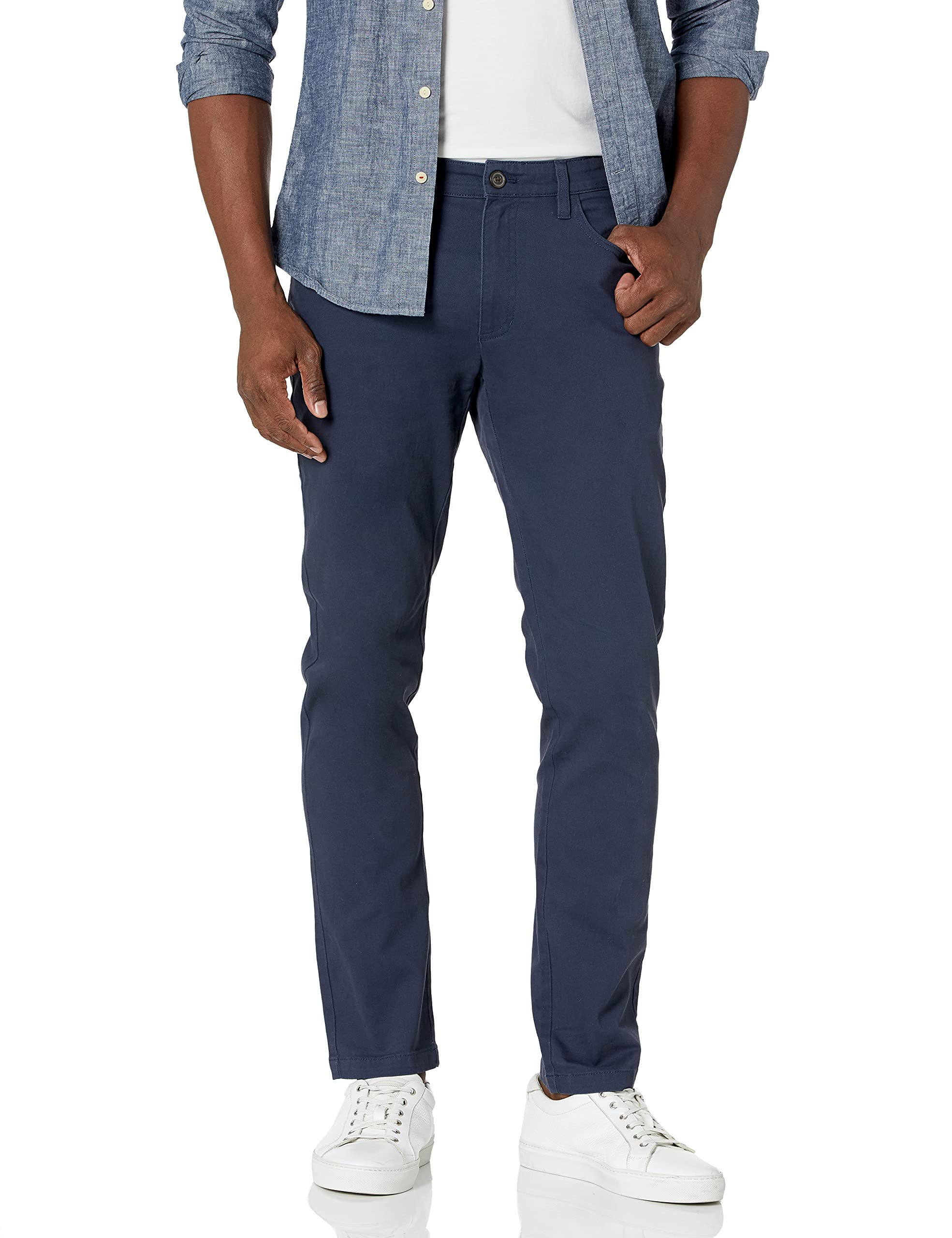 Amazon Essentials Herren 5-Pocket-Chinohose, Komfortabler Stretch, Skinny-Passform, Marineblau, 36W / 33L