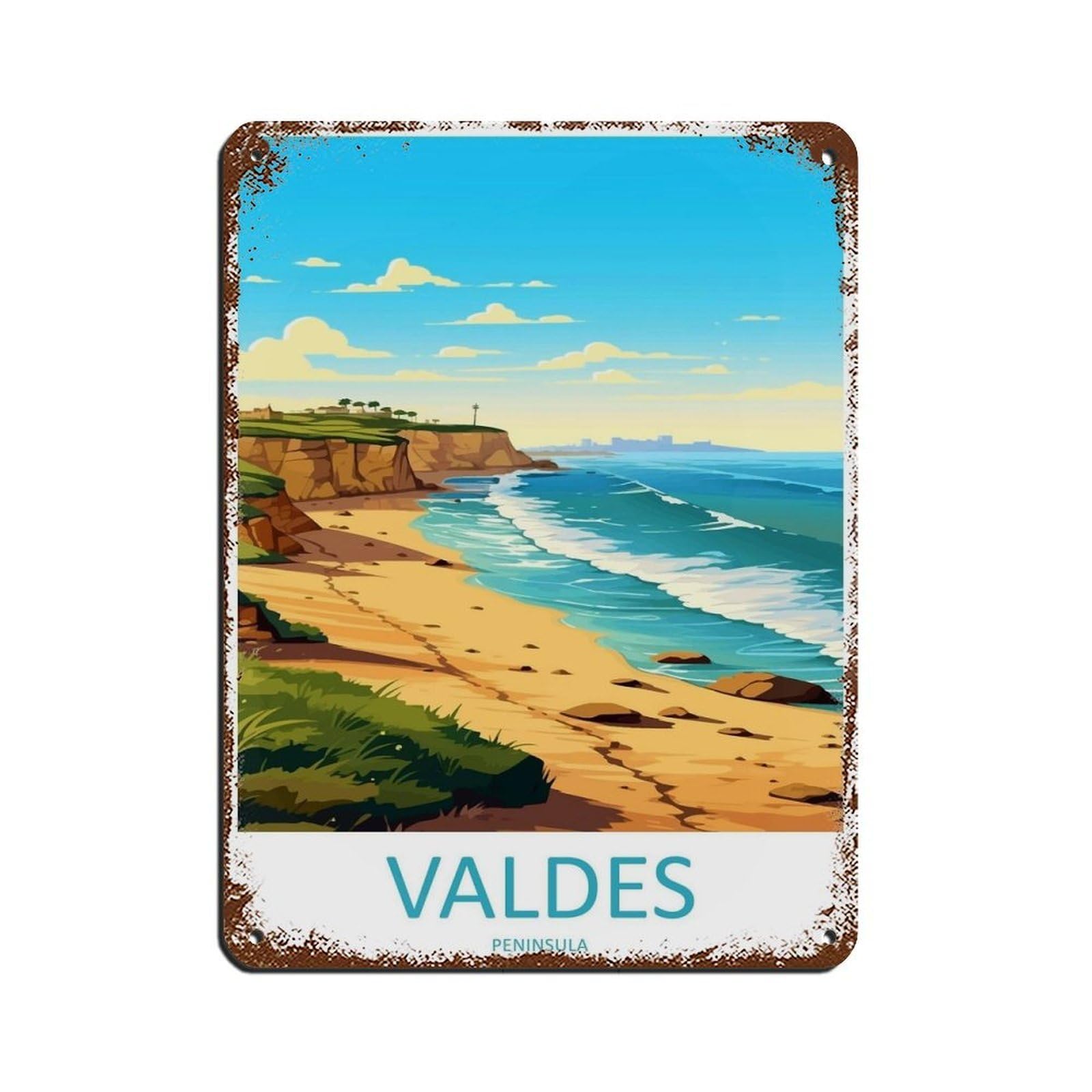 Valdes Peninsula Travel Art Argentina (2) Tin Sign Vintage Metal Pub Club Cafe Bar Home Wall Art Decoration Poster Retro 12x16inch(30x40cm)