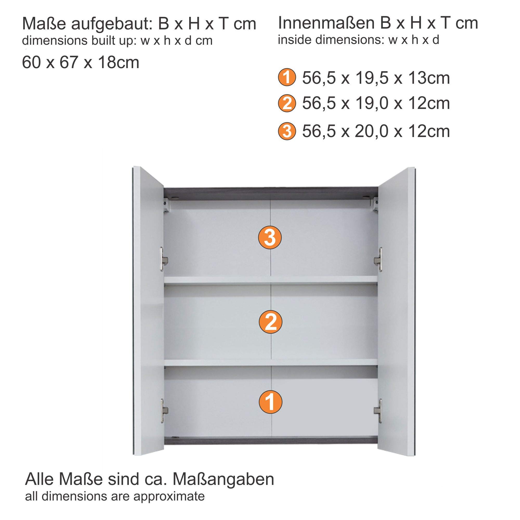 trendteam smart living Badkamerspiegelkast spiegel Skin, 60 x 67 x 18