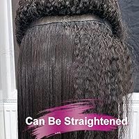 Vista 7 de GOLFMAX Yaki - Peluca de cabello humano lacio para mujeres negras, peluca de cabello humano rizado natural de 13 x 4, peluca de cabello humano