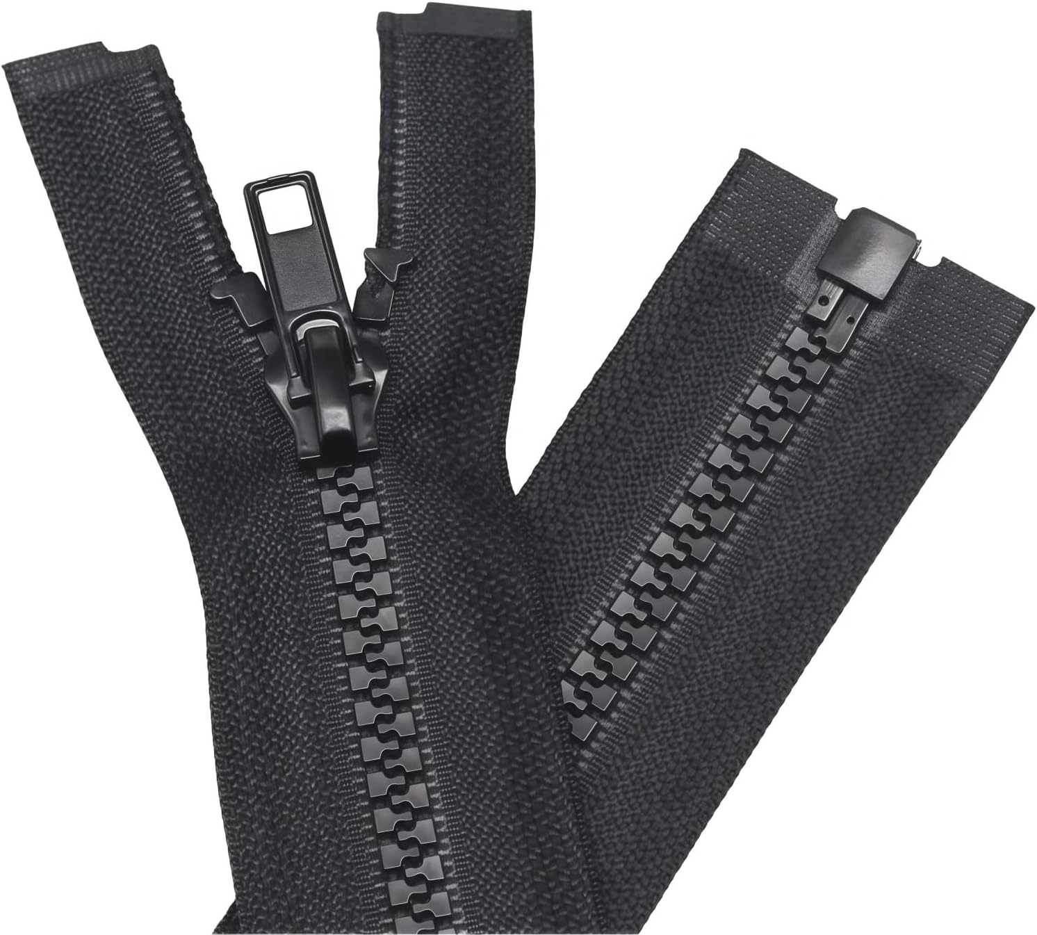 YaHoGa 2PCS #5 26 Inch Separating Jacket Zippers for Sewing Coats Jacket Zipper Replacement Black Plastic Zippers Bulk (26" 2pc)