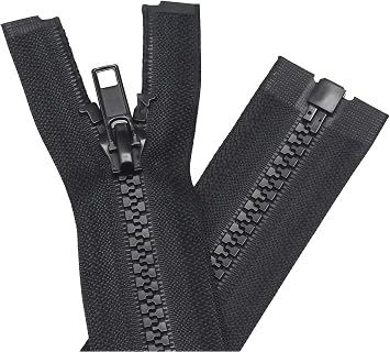 YaHoGa 2PCS #5 26 Inch Separating Jacket Zippers for Sewing Coats Jacket Zipper Replacement Black Plastic Zippers Bulk 26" 2pc