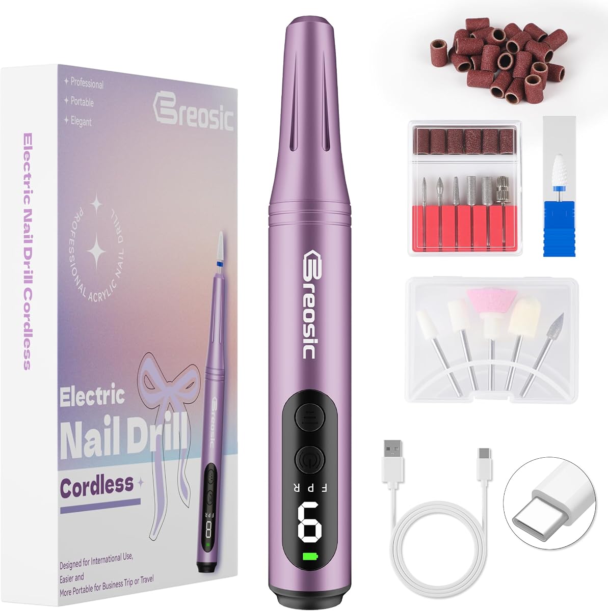 Fresa per Unghie Professionale Lima Elettrica per Unghie, Viola