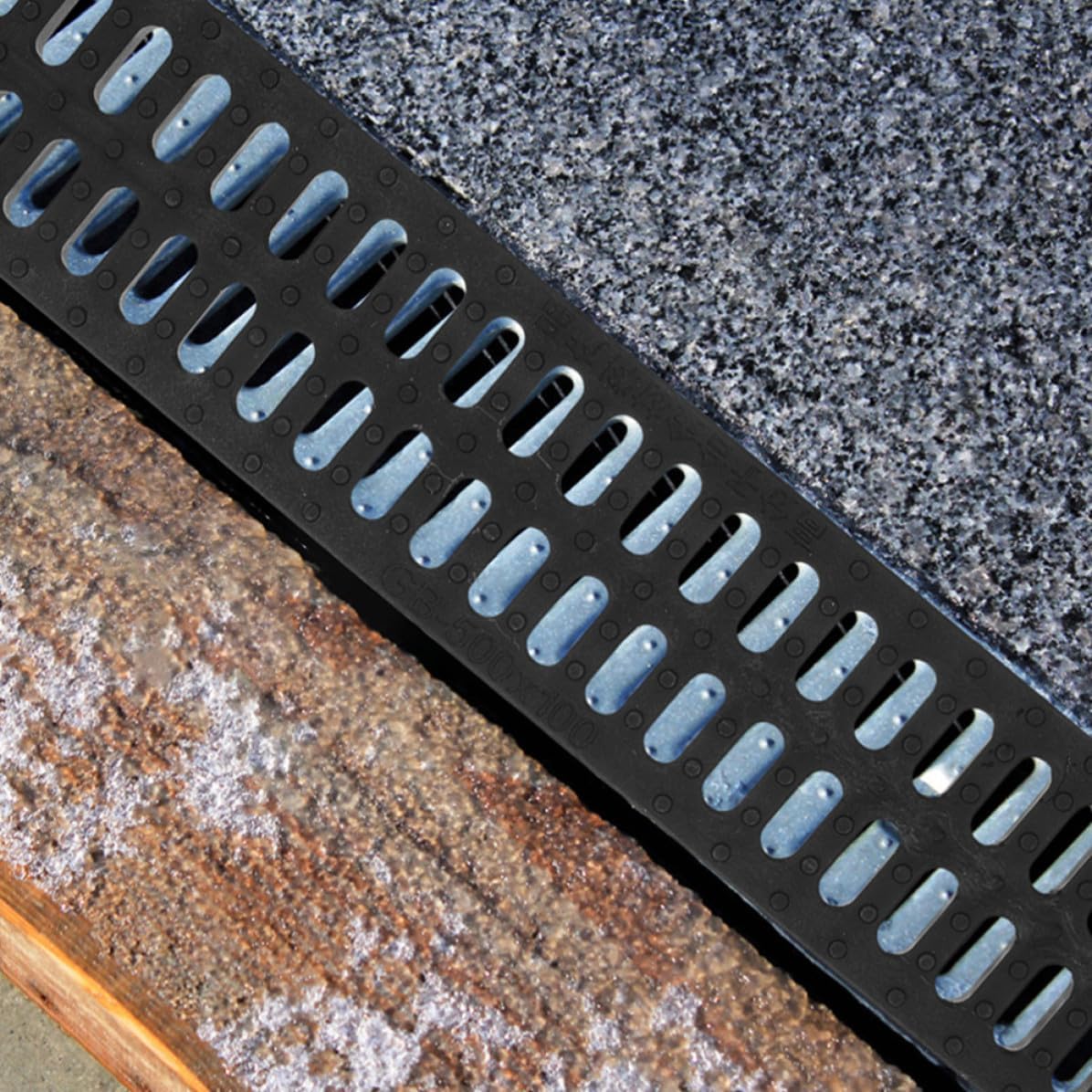 2pcs Black Pe Rectangular Drainage Grate for Trench and Drainage | Kitchen and Bathroom Use, Sturdy Build with Easy Installation, Efficient Water Flow Support and Safety Enhancement