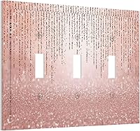 Vista 10 de Cubierta de interruptor de luz rosa brillante con purpurina de 1 banda, sin dispositivo, placa de pared en blanco decorativa para adolescentes