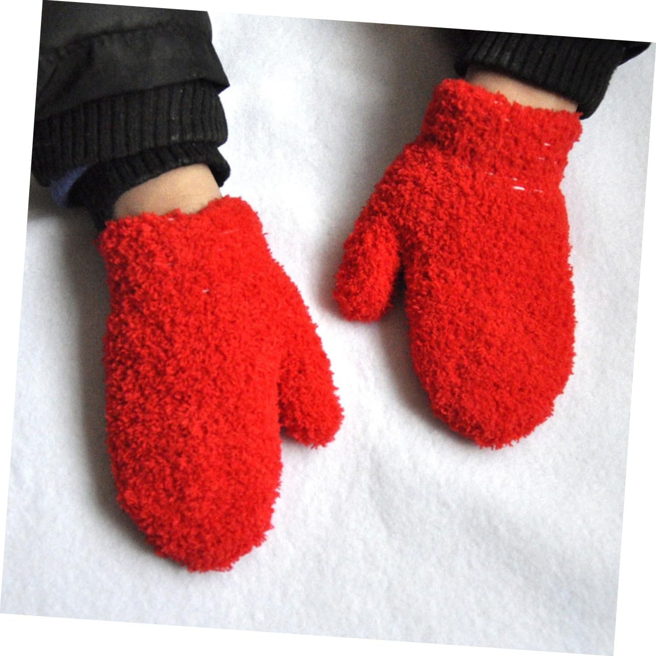 LIFKOME 18pairs Boys and Girls Mittens Full Cover Thermal Gloves for Girls Warm Knitted Hand for Cold Days