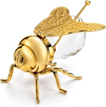 Godinger Honey Jar Gold Bee Themed Serverware Breakfast, Tea or Special Occasions