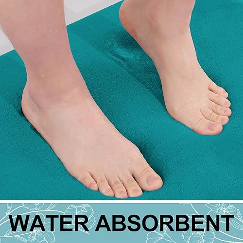 Miniatura 5 de Smiry Tapete de baño de espuma viscoelástica de 24 x 16 pulgadas, extra suave y absorbente, antideslizante, lavable para suelo, ducha y bañera,