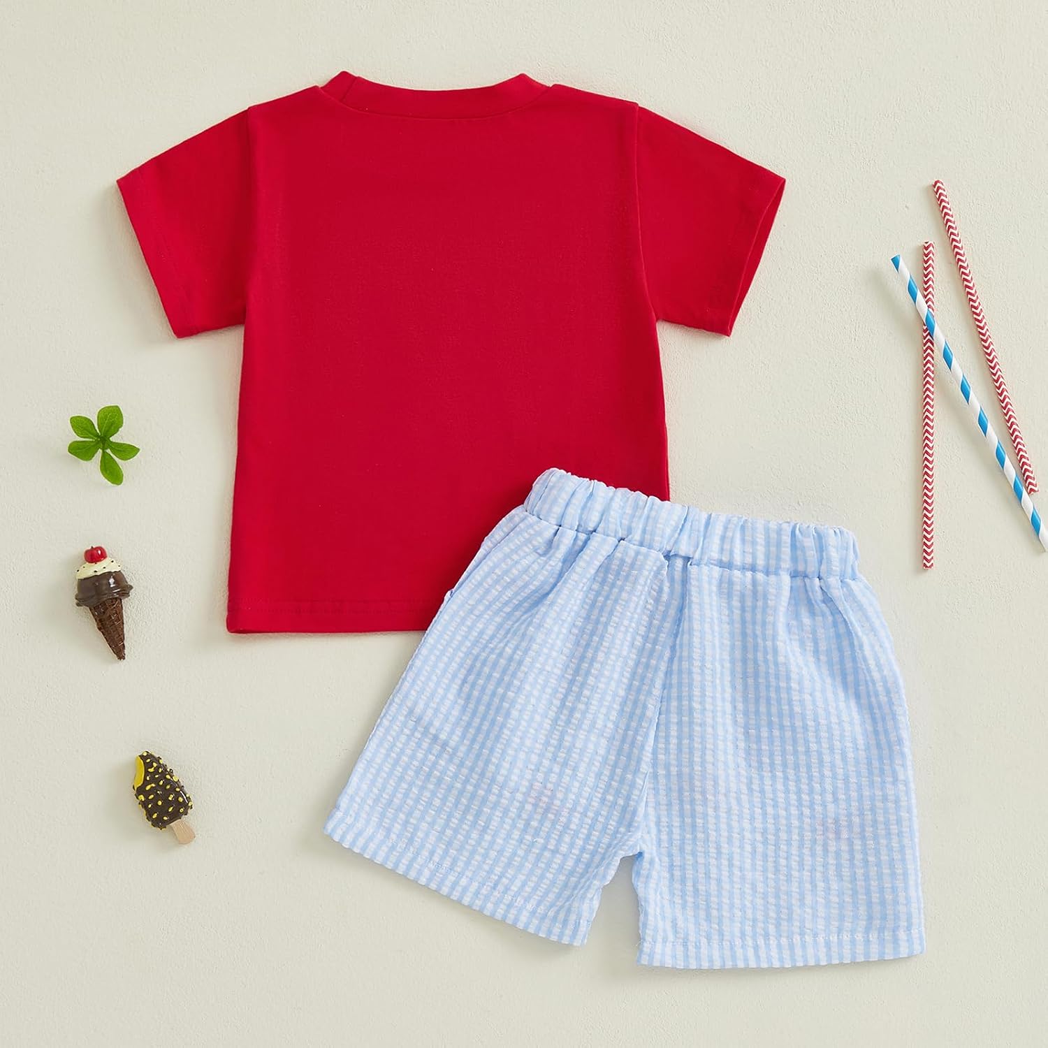 Toddler Baby Boy 4th of July Outfit Short Sleeve American Flag Smocked T-shirt Elastic Waist Shorts Summer Clothes