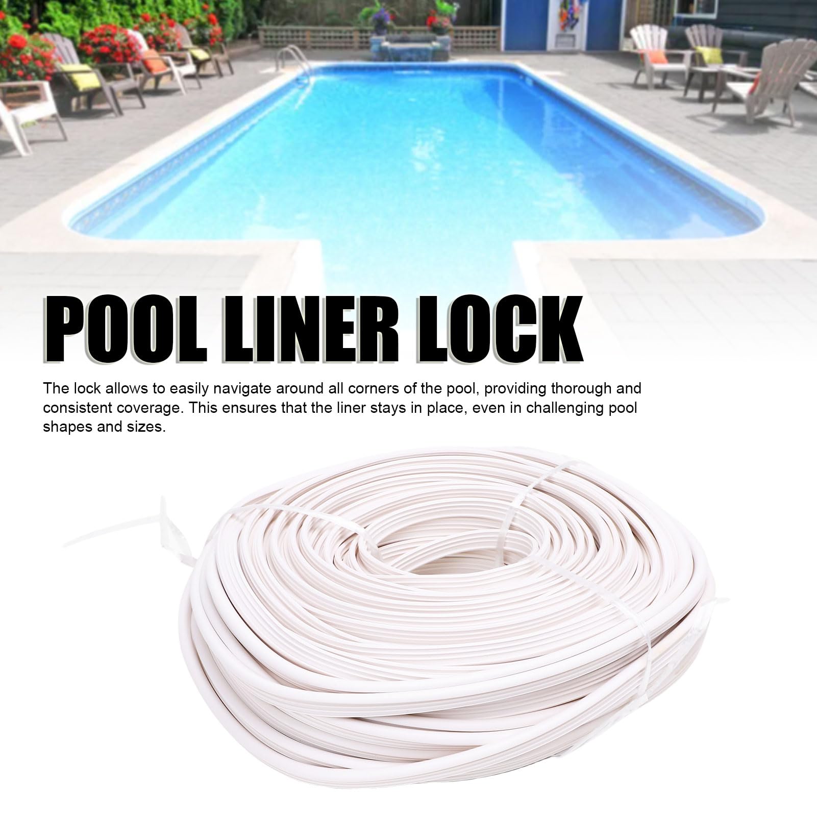 Rouleau de Liner de Piscine en PVC Blanc, 36,5 m (120 pi), résistant aux intempéries, Installation Facile pour piscines enterrées et Hors Sol.