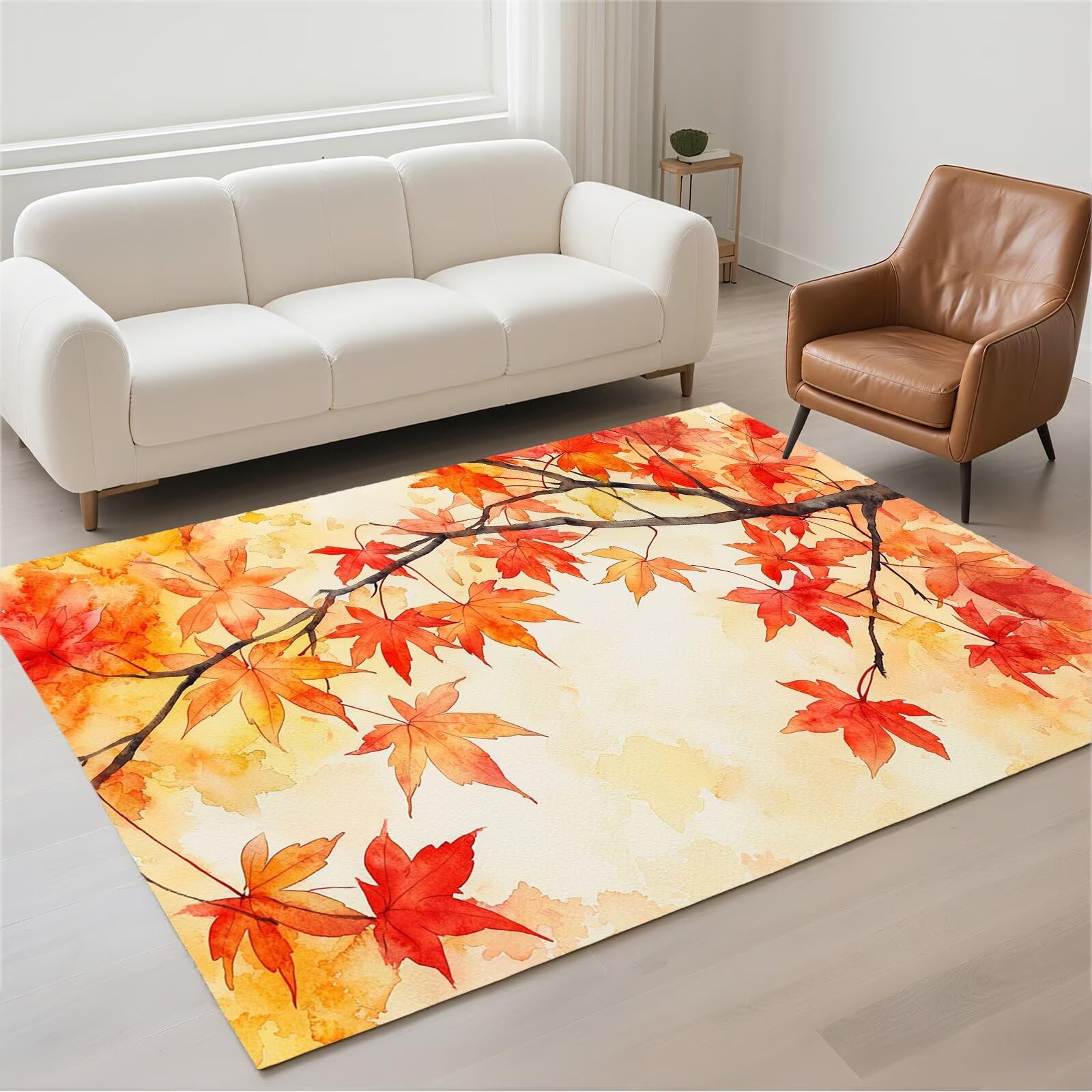 Tapis de salon imperméable grand tapis lavable en machine 140x200cm antidérapant