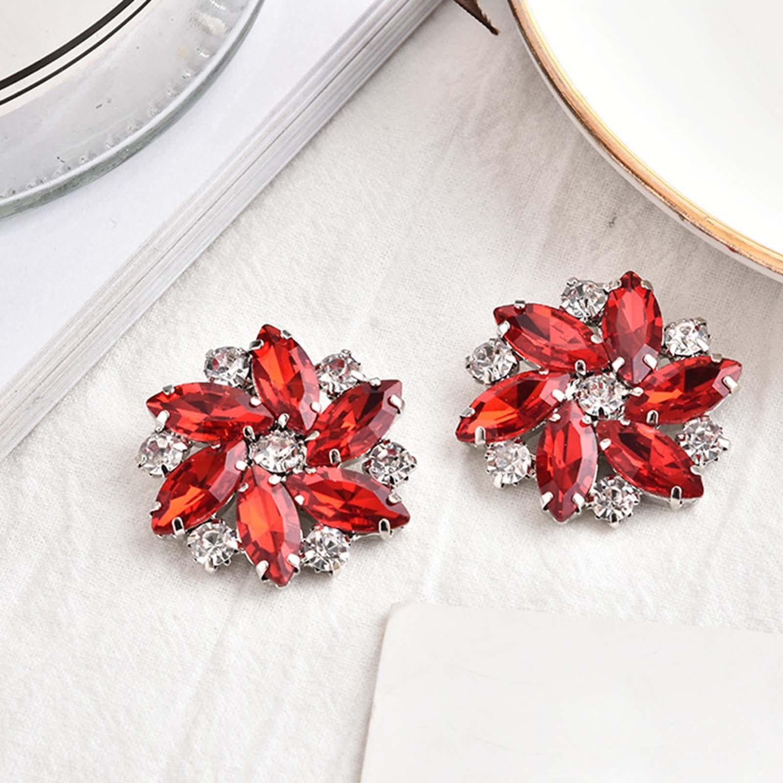 F Fityle 2Pcs Elegant Rhinestone Clips s Jewelry Decoration Crystal Buckle Heels Diamond for Brooches Flat Boots, Red — view 4