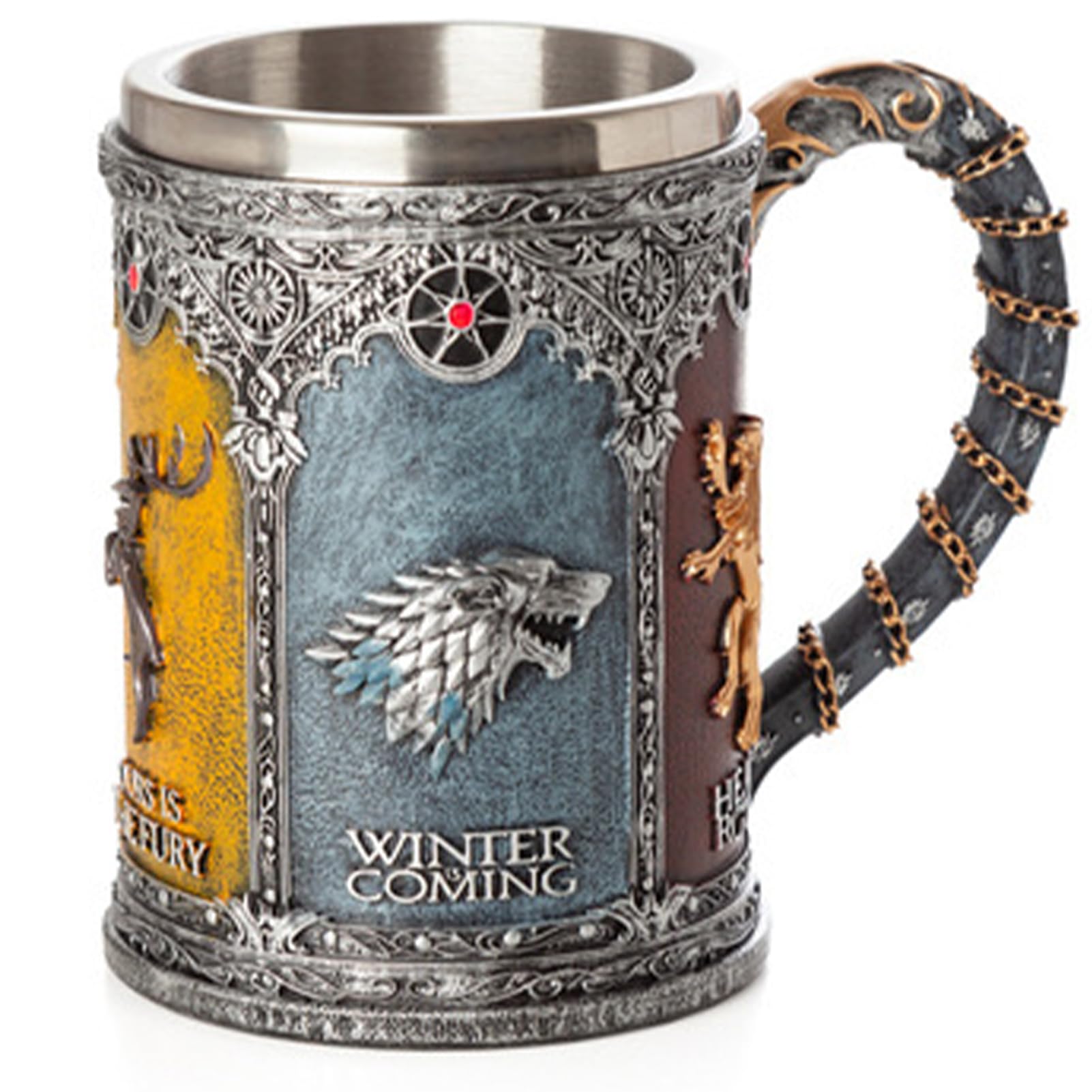 Syfunlv Bierkrug,EdelstahlBierbecher, 600ml 3D Kaffee Bier-Becher, 15 cm lang, Eimerförmiges Trinkgeschirr mit Griff,für Heißgetränke, Kaffee, Bier, Trinken und Geschenke (S)