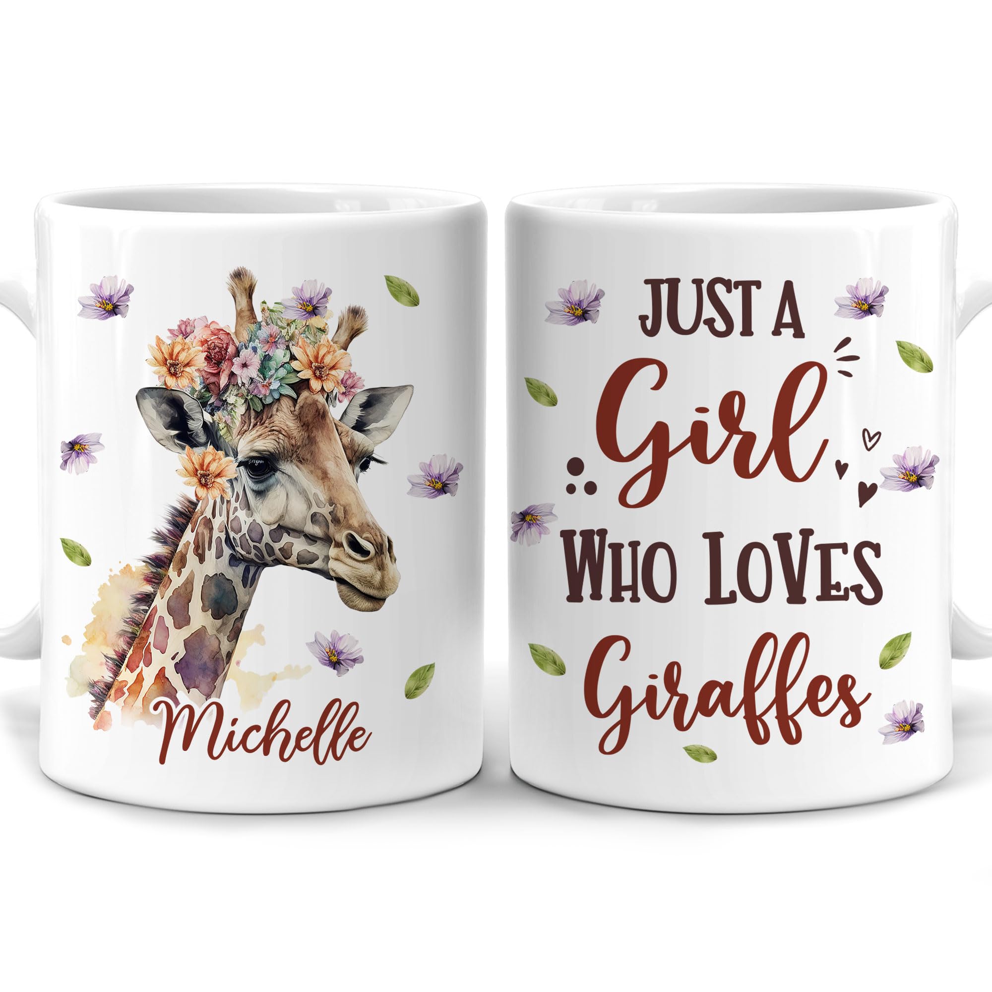 Hyturtle Personalized Giraffe Mug Gifts For Girls Women - Birthday Gifts For Giraffe Lovers - Giraffe Gifts for Women - Giraffe Lover Gifts - Custom Name 11oz White Ceramic Coffee Tea Mug