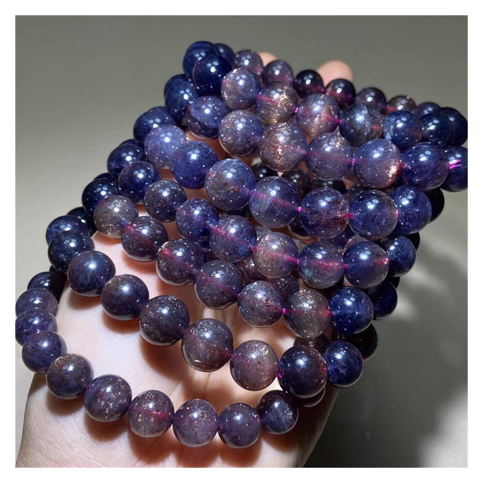 Generico Bracciale elasticizzato blu sangue naturale stella luce trasparente perline rotonde gioielli donna uomo AAAAA