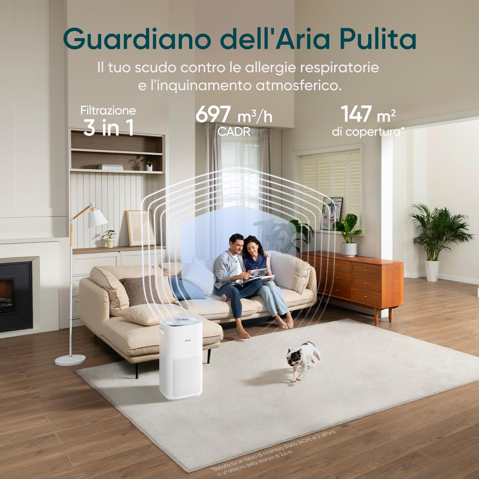 Levoit Purificatore d'Aria Smart per Grande Camera, CADR 697m³/h, 147㎡ — immagine 9 di 16
