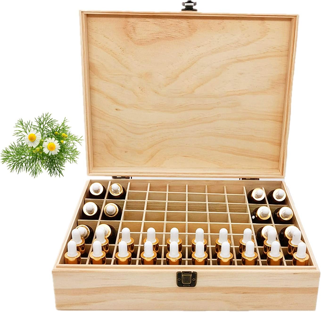 VolksRose Essential Oil Box, Wooden Storage Container Holds 68 Bottles, Multi-Tray Organizer #ob03