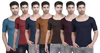 Dollar Lehar Combed Cotton Men's Multicolour Vest - Pack of 7 - Actual Colour May Vary