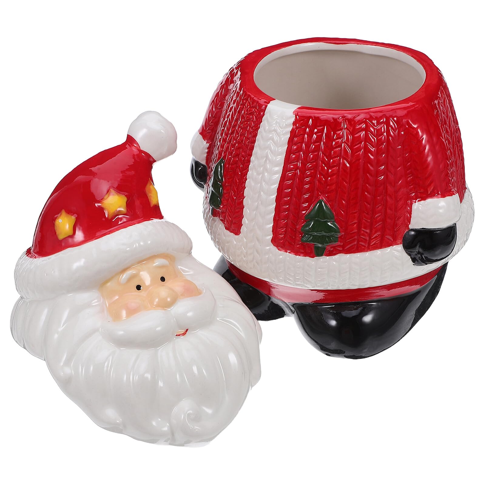 VALICLUD Boîte à Biscuits Père Noël Céramique Bol à Bonbons Hermétique Boîte Ronde Décorative Pour Centre De Table De Noël