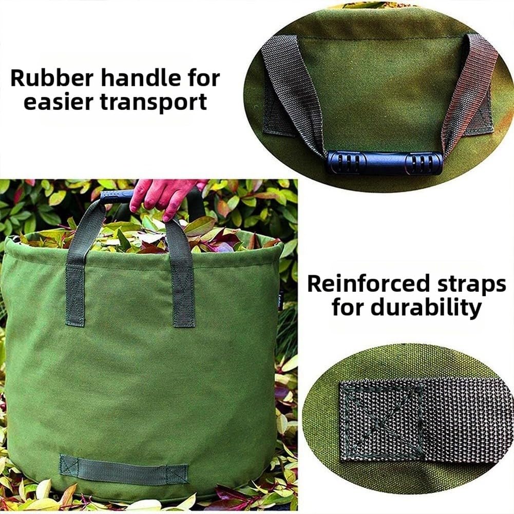 ZYWUOY Grande borsa da giardino per foglie, in tela resistente, con cinghie rinforzate per foglie, frutta e verdura, 56 x 46 cm, raccoglitore di detriti all'aperto