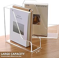 Vista 4 de SANRUI 2 Pack Acrylic Magazine File Holder, Vertical File Sorter Holders Desk Organizer, Clear Folder Organizer Document Rack for Office Desktop