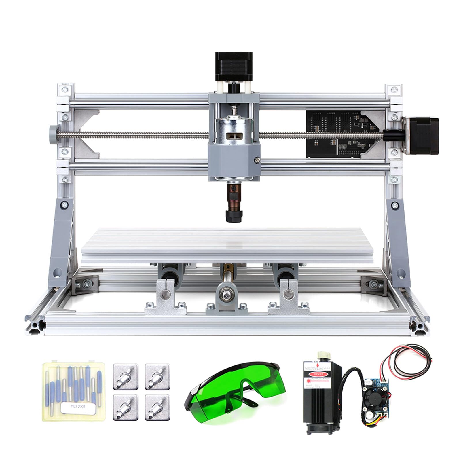 Fawoonu CNC3018 DIY CNC Router Kit 2-in-1 Engraving Machine GRBL Control 3 Axis for PCB PVC Plastic Acrylic Wood Carving Milling Engraving Machine with ER11 Collet and Protective Glasses XYZ