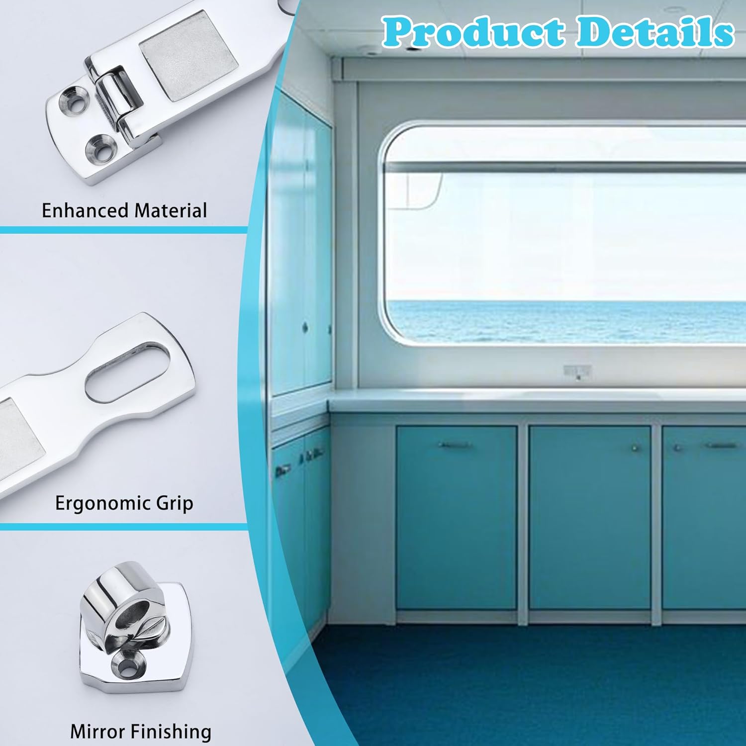 Marine Grade Door Hasp Anti-Rattle Boat Latches with Turning Padlock Eye Mount, 316 Stainless Steel Marine Hatch Latch Boat Heavy-Duty - Yacht & Boat Hardware - 1Pcs/2Pcs