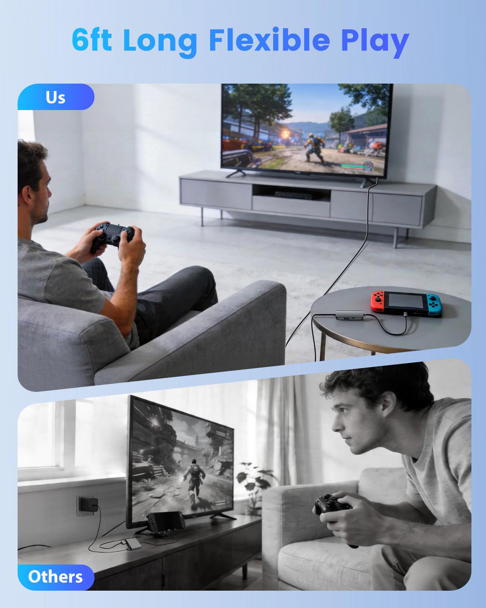 Switch 2 Dock con cavo HDMI 2.1 integrato da 1,8 m, docking station portatile USB C 4K a 120Hz per Nintendo Switch 2, PD 100W alluminio mini base da viaggio per Switch 2, Steam