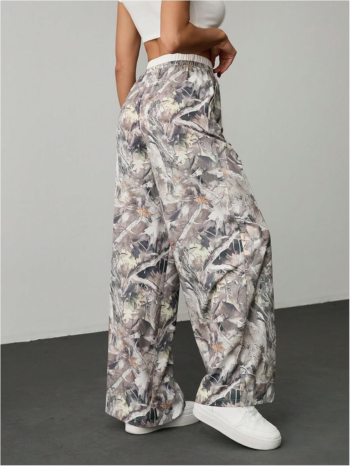 Women's Camo Pants Wide Leg Baggy Sweatpants Drawstring Waist Y2k Stweat Pants Joggers Streetwear - Image 3