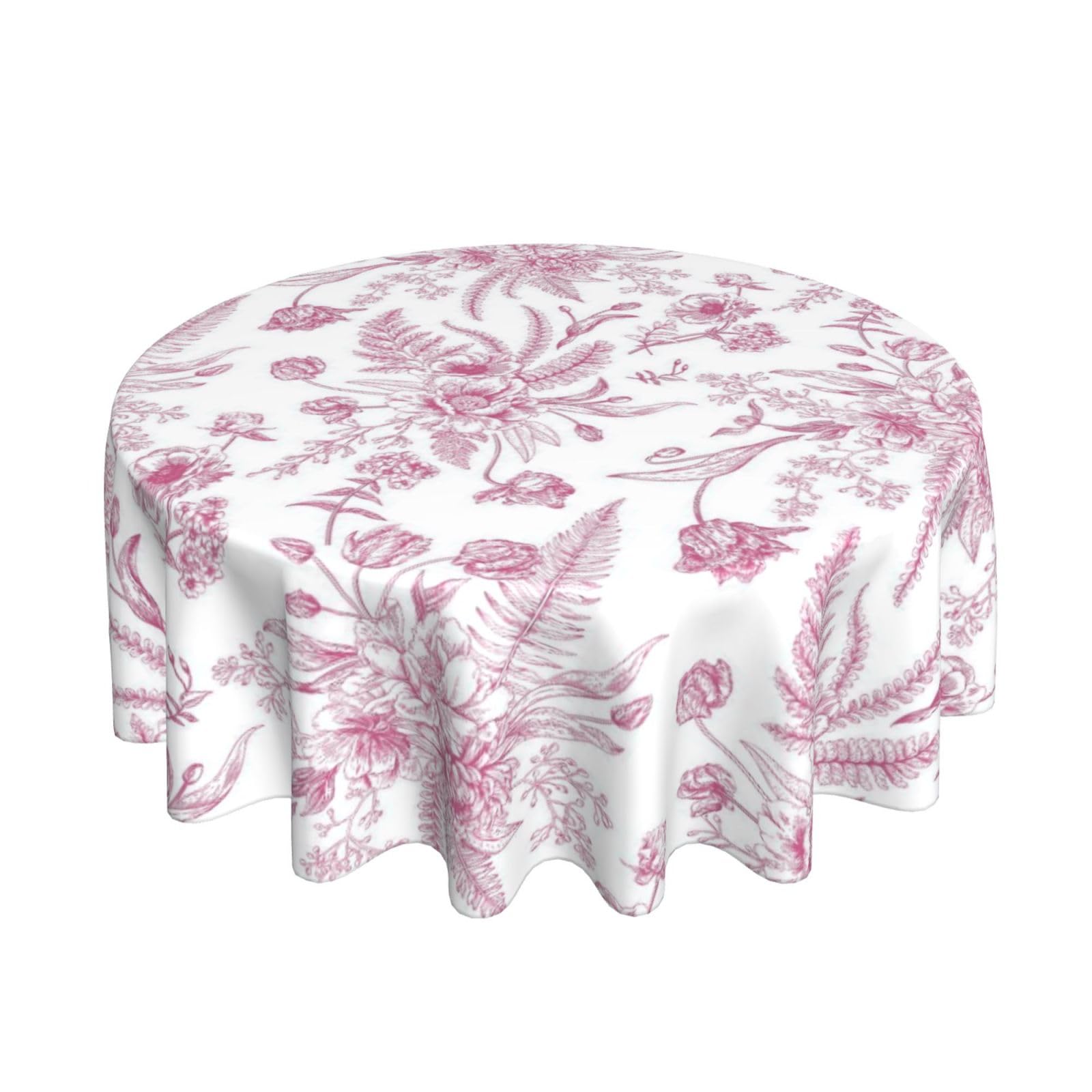 BYONEESS Sage Pink Floral Tablecloth Round 60 Inch Vintage Chinoiserie Flowers Table Cloth Rustic Farmhouse Table Cover for Home Kitchen Dining Picnic Party Indoor Outdoor Decor — image 1