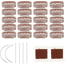 20 Pcs Hair Extension Clips with Sewing Thread and Needles Set