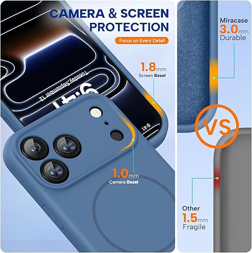 Miniatura 985 de Miracase - Funda diseñada para iPhone 11 con protector de pantalla, funda de goma de silicona líquida, protección total contra caídas y a prueba