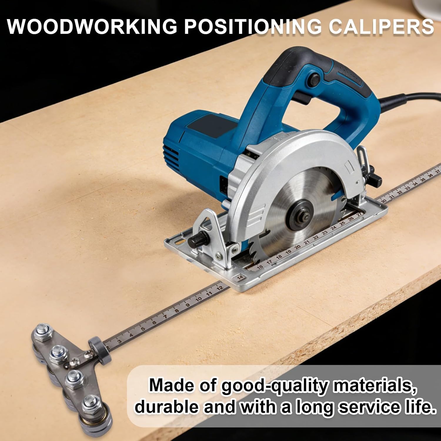 Woodworking Positioning Calipers, Stainless Steel Precision Cutting Guide & Adjustable Guide Rail for Circular Skill Saws & Hand Saws Accurate Measurement Tool for Easy Wood Cutting