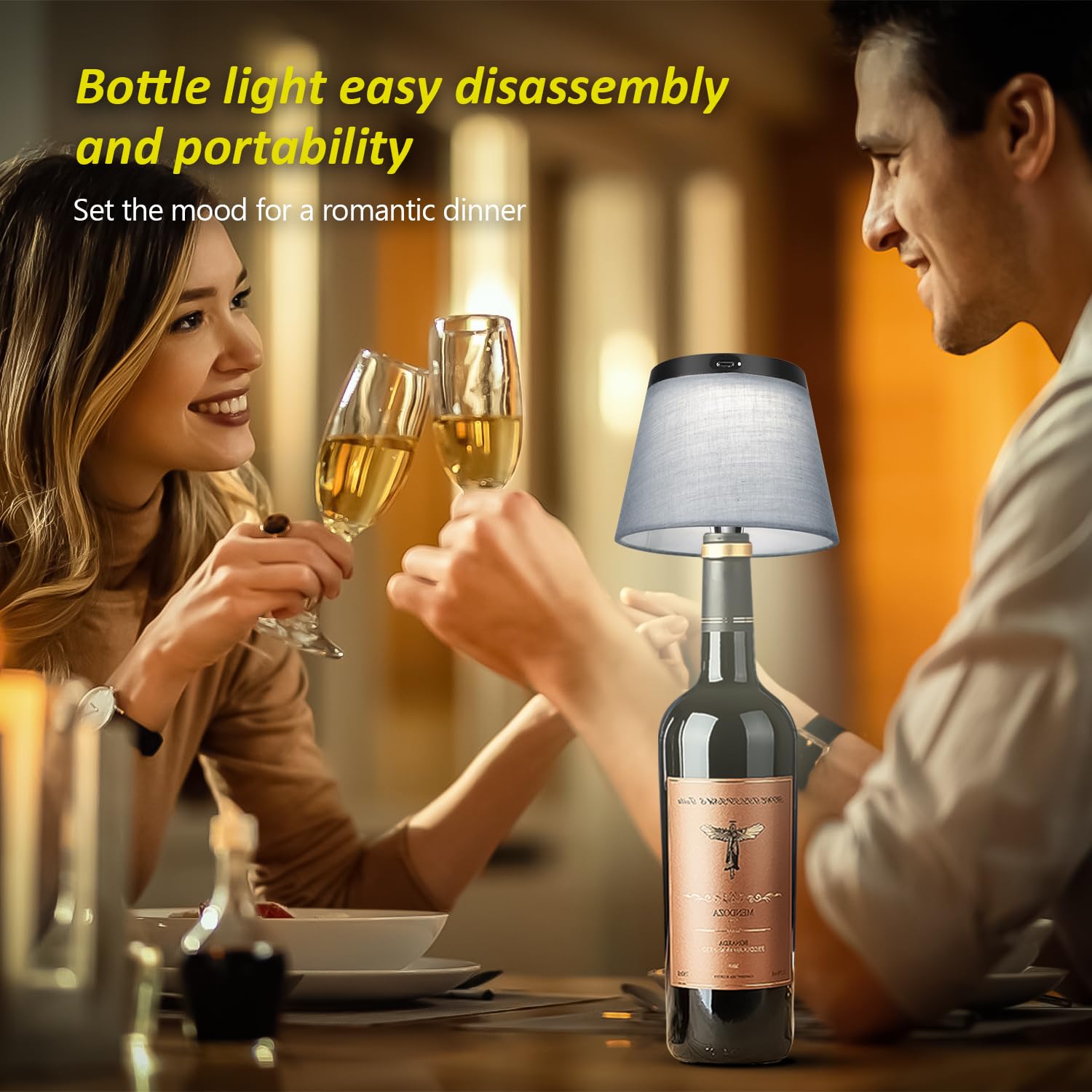 2025 Nuova lampada per bottiglie - Luci LED per bottiglie di liquore e vino, paralume senza fili, luce superiore per bottiglia di whisky, kit luce notturna con tappo per bottiglia, ricaricabile